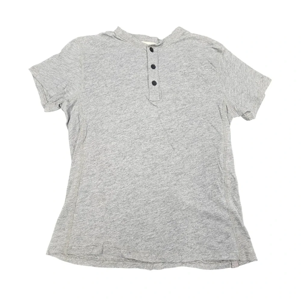 rag & bone Men's Size S Short Sleeve Henley T-Shirt Heather Gray Cotton Slub